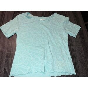 Haystacks Aqua Textured Short Sleeve Top One Size Stretch Casual Summer